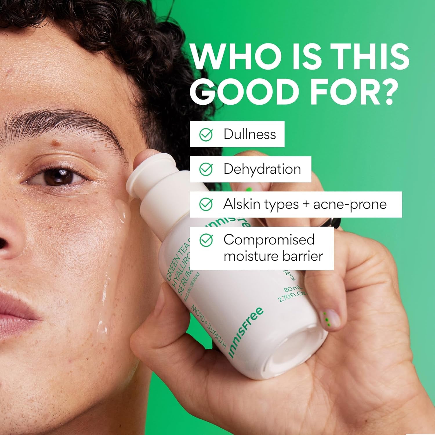 Innisfree Green Tea Seed Hydrating Serum with Hyaluronic Acid & Niacinamide, Korean Face Serum for Glow