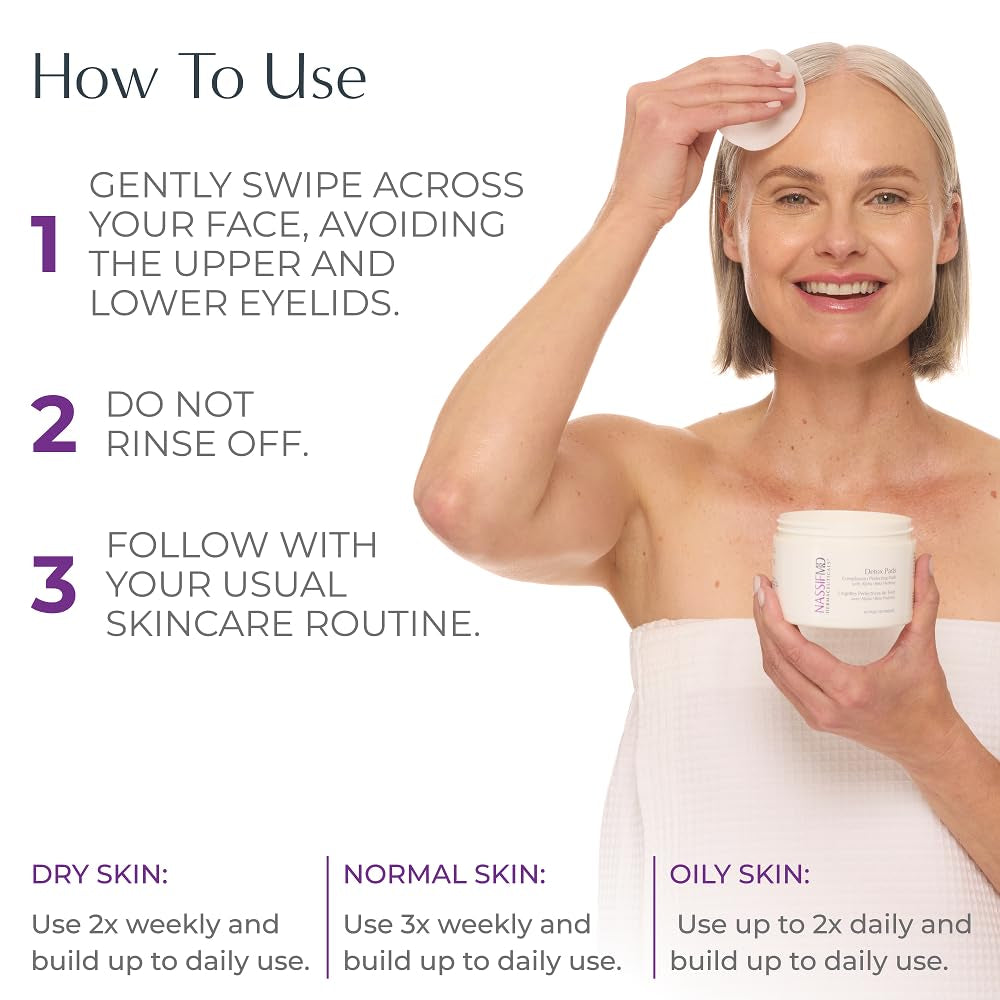 Exfoliating Detox Pads | Surgeon-Created AHA/BHA Facial Pads for Deep Cleansing, Smoother Texture & Glowing Skin | Reduces Pores, Firms, Brightens