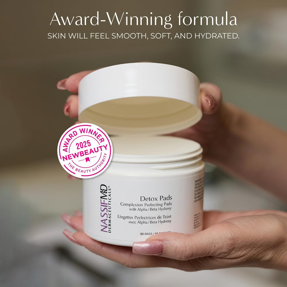 Exfoliating Detox Pads | Surgeon-Created AHA/BHA Facial Pads for Deep Cleansing, Smoother Texture & Glowing Skin | Reduces Pores, Firms, Brightens