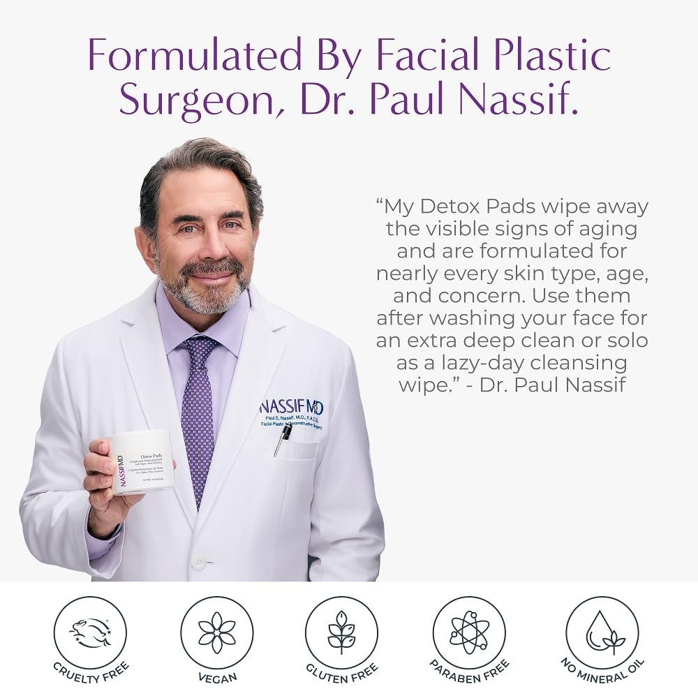 Exfoliating Detox Pads | Surgeon-Created AHA/BHA Facial Pads for Deep Cleansing, Smoother Texture & Glowing Skin | Reduces Pores, Firms, Brightens