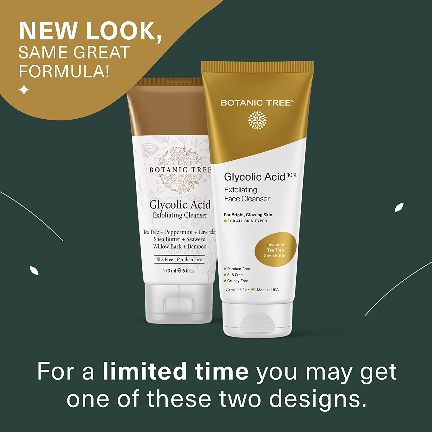 Glycolic Acid Face Wash - Facial Cleanser for Skin Care, Treatment Scrub, 10% Glycolic and Salicylic Acid 6 Fl. Oz (2 Pack)