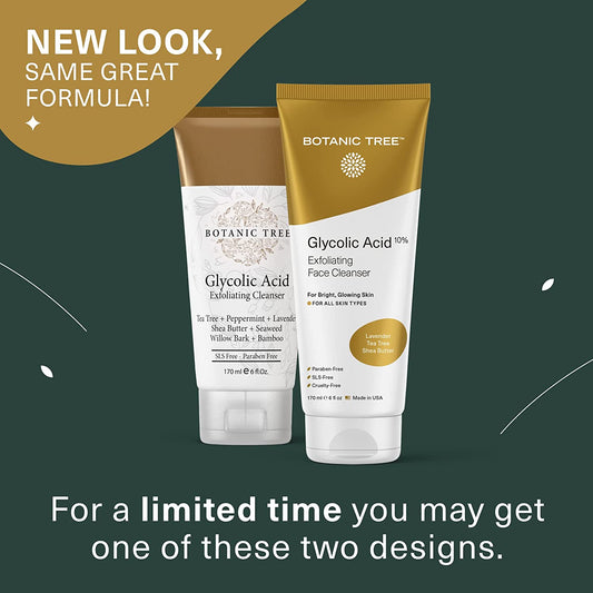 Glycolic Acid Face Wash - Facial Cleanser for Skin Care, Treatment Scrub, 10% Glycolic and Salicylic Acid 6 Fl. Oz (2 Pack)